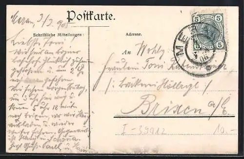 AK Meran, Gilfpromenade mit Steinernensteg