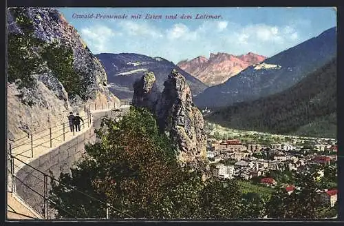 AK Bozen, auf der Oswald Promenade mit Blick ins Tal und auf den Latemar