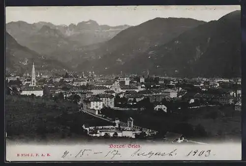 AK Bozen-Gries, Totalansicht mit Bergpanorama