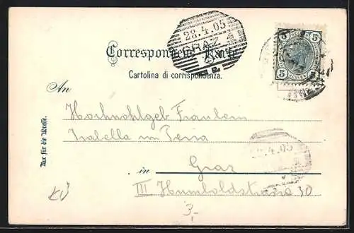 AK Trieste, Panorama mit Wasserpartie