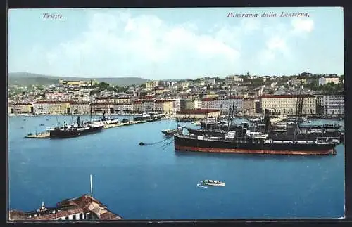 AK Trieste, Panorama dalla Lanterna, Dampfer