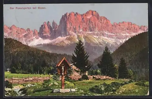 AK Flurkreuz und Rosengarten bei Bozen