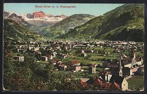 AK Bozen-Gries, Ortsansicht mit Rosengarten