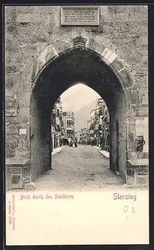 AK Sterzing, Blick durch den Stadtturm