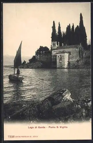 AK Punta S. Vigilio /Lago di Garda, Kirche am See