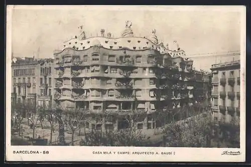 AK Barcelona, Casa Milá y Camps, Arquitecto A. Gaudí