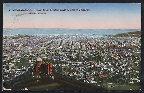 AK Barcelona, Vista de la Ciudad desde el Monte Tibidado