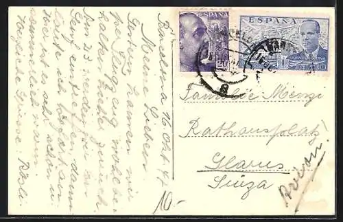 AK Barcelona, Catedral, Correos y Vía Layetana desde la Barceloneta