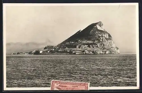 AK Gibraltar, Blick vom Meer zum Felsen