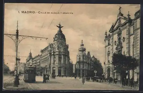 AK Madrid, Calle de Alcalá y Gran Vía