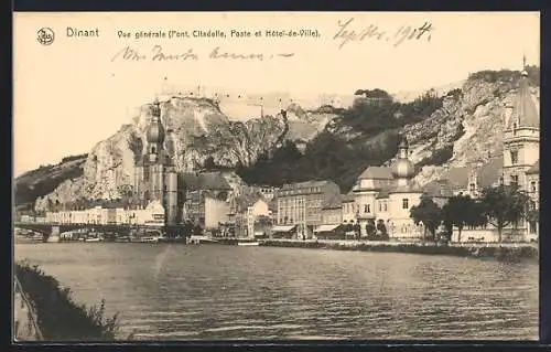 AK Dinant, Vue générale, Pont, Citadelle, Poste et Hôtel-de-Ville