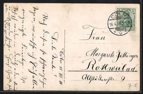Foto-AK Köln, Württemberger im kath. Gesellen-Verein, 1911
