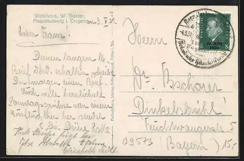 AK Augustusburg i. Erzgeb., Gasthaus Waldhaus v. W. Gaster