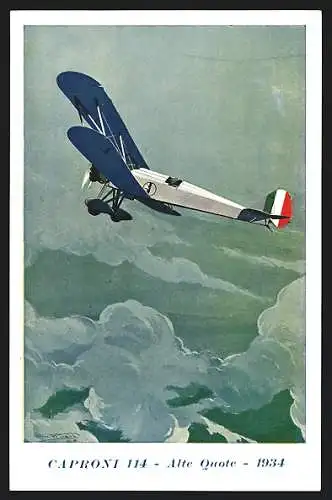 12 Künstler-AK sign. Vittorio Emanuele Boeri, Serie von 12 Karten, verschiedene Flugzeuge von Caproni, Futurismus