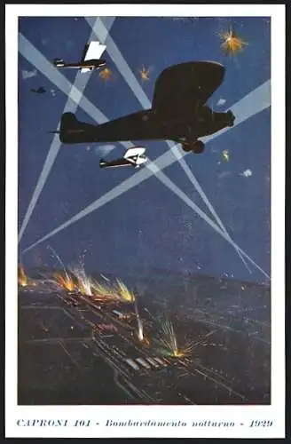 12 Künstler-AK sign. Vittorio Emanuele Boeri, Serie von 12 Karten, verschiedene Flugzeuge von Caproni, Futurismus