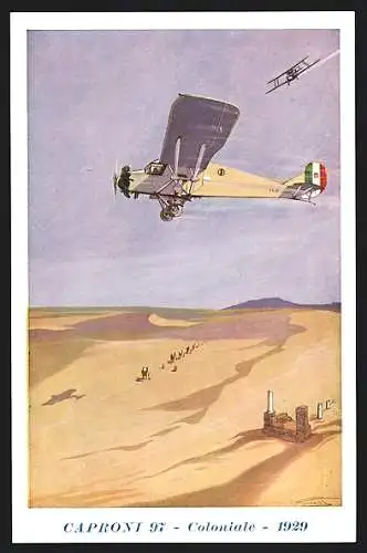 12 Künstler-AK sign. Vittorio Emanuele Boeri, Serie von 12 Karten, verschiedene Flugzeuge von Caproni, Futurismus