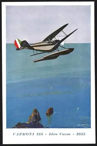 12 Künstler-AK sign. Vittorio Emanuele Boeri, Serie von 12 Karten, verschiedene Flugzeuge von Caproni, Futurismus