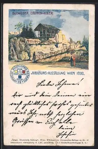 Künstler-AK Philipp + Kramer Nr. 28: Wien, Jubiläums-Ausstellung 1898, Budweiser Grotten-Keller