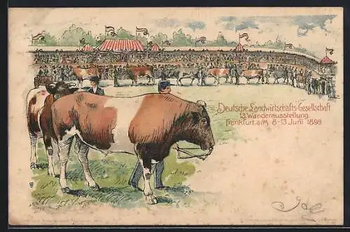 Lithographie Frankfurt a. M., deutsche Landwirtschaftsgesellschaft 13. Wanderausstellung 1899