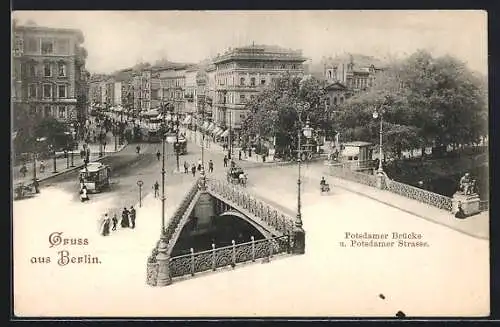 AK Berlin-Tiergarten, Potsdamer Brücke u. Potsdamer Strasse