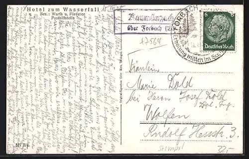 AK Raumünzach i. Murgtal, Hotel zum Wasserfall