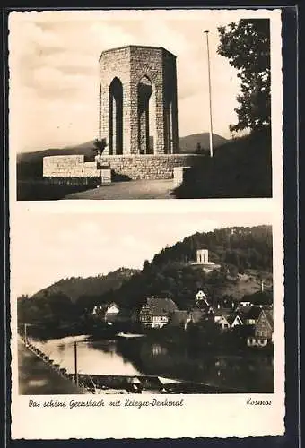 AK Gernsbach, Kriegerdenkmal und Ortsansicht