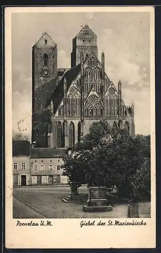 AK Prenzlau /U. M., Giebel der St. Marienkirche