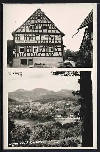 AK Loffenau i. Murgtal, Ortsansicht und Gasthaus zum Lamm