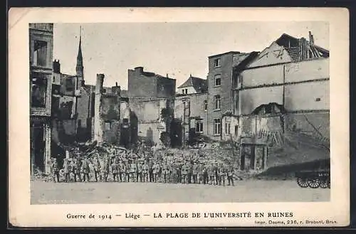 AK Liége, La Place de L`Université en Ruines