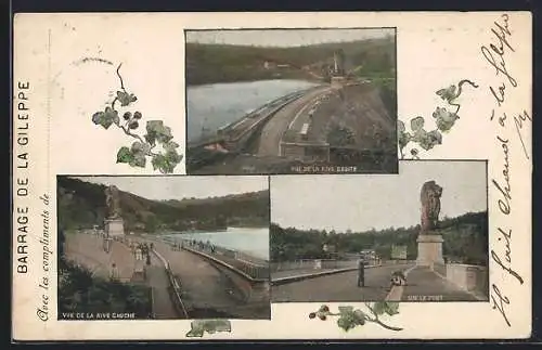 AK La Gileppe, vue de la Rive Droite, vue de la Rive Gauche, sue le Pont