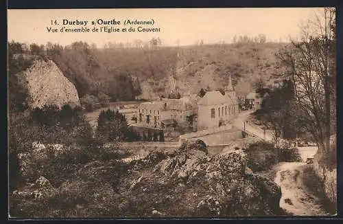 AK Durbuy-sur-Ourthe, Vue d`ensemble de l`Eglise et du Couvent