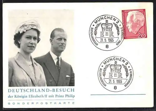 AK Deutschland-Besuch der Königin Elizabeth II mit Prinz Philip von England