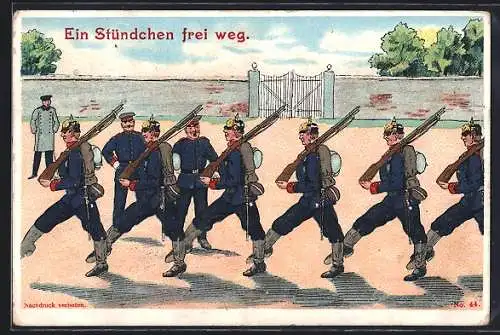 AK Soldaten beim Marschieren-Ein Stündchen frei weg