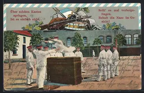 AK Soldaten 1. Weltkrieg beim Turnen am Barren