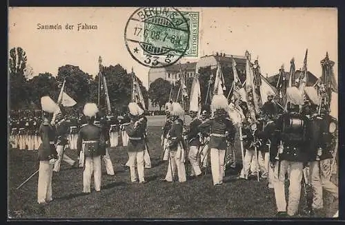 AK Soldaten beim Sammeln der Fahnen