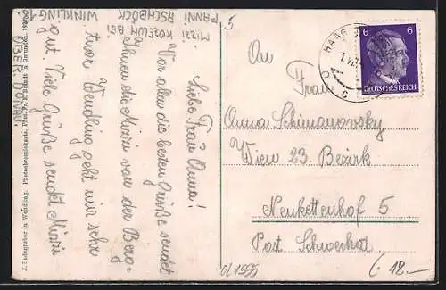 AK Wendling /Ob.-Oest., Geschäft J. Badegruber am Platz, Ortsansicht