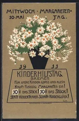 AK Bremen, Margareten Tag 10. Mai 1911 mit Blumen