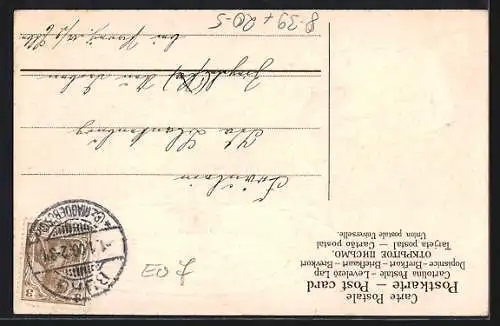 AK Glück im neuen Jahr mit Hufeisen, Bleigiessen