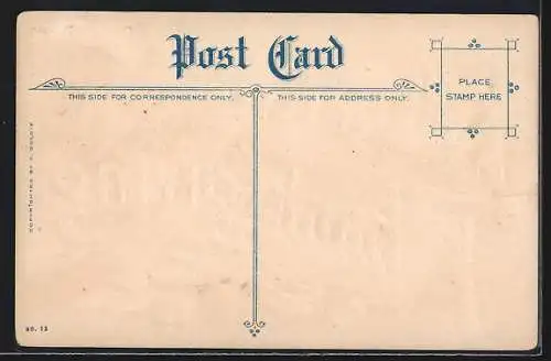 Präge-AK Thanksgiving, Truthähne mit Nüssen und Herbstlandschaft
