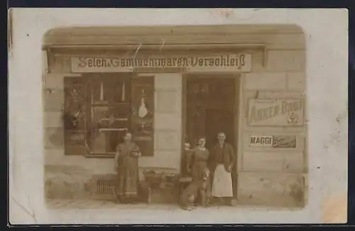 Foto-AK Selch & Gemischtwaren-Verschleiss von Leopold Kauba, Emailleschilder