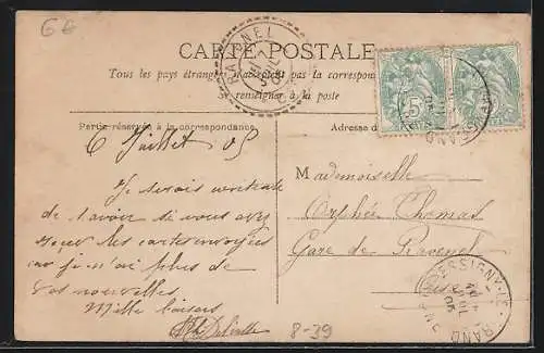 AK Herr liest die Handfläche einer Dame