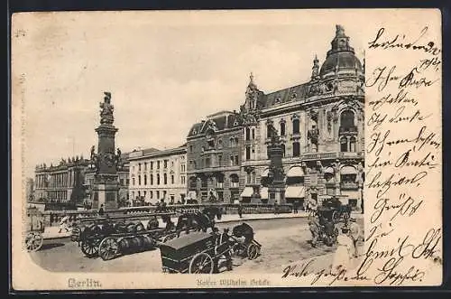 AK Berlin, Kaiser Wilhelm Brücke an der Burgstrasse, Bierkutsche