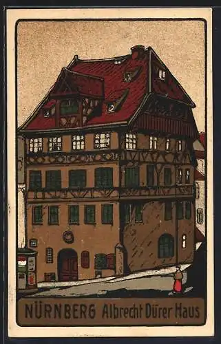 Steindruck-AK Nürnberg, Albrecht Dürer Haus