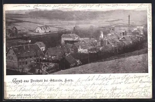 AK Freiheit bei Osterode, Blick auf den Ort am Harzrand