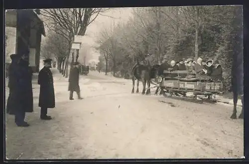 Foto-AK Freudenstadt, Schlittenfahrt zum Kniebis 1911