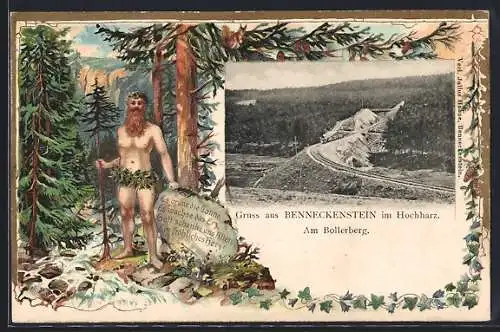 Passepartout-Lithographie Benneckenstein, Partie am Bollerberg