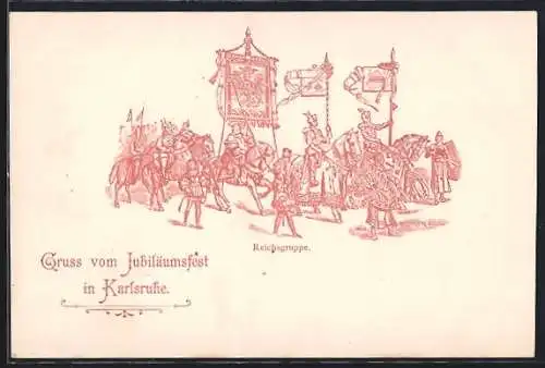 AK Karlsruhe a. Rh., Reichsgruppe während des Jubiläumsfestes