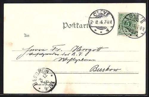 Lithographie Bad Cleve, Schwanenburg, Lohengrin, Amphitheater