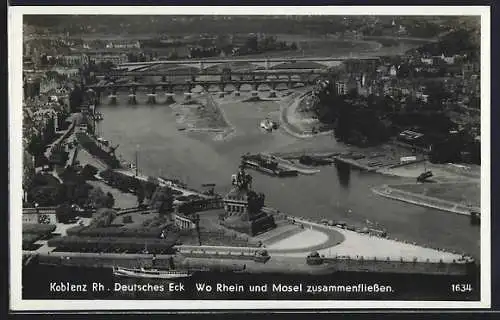 AK Koblenz /Rh., Deutsches Eck, Zusammenfluss von Rhein und Mosel