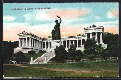 AK München, Bavaria u. Ruhmeshalle